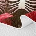thumbnail image 5 of Erosebridal Halloween Loving Skeletons Quilt King, Spooky Red Florals King Coverlet Set for Boys Girls, Ivory Crimson, 3pcs 1 Bedspread and 2 Pillowcases, 5 of 7