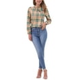 thumbnail image 2 of INSPIRAR CHIC Blusas de Trabajo para Mujeres con Cuello de Lazo de Manga Larga en Cuadros XL color caqui Marrón Verde, 2 of 6