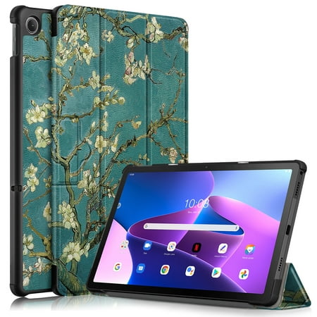 Dteck Case for Lenovo Tab M10 Plus 3rd Gen 10.6 inch 2022 TB-125F/128F,Magnetic PU Leather Folio Slim Lightweight Hard Shell Smart Protective Case Trifold Stand Cover,Flower