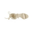 thumbnail image 4 of BLISSFUL STEP Women's Open Toe Lace up Sandals Mid Block Heels Sandals Beige 10, 4 of 7
