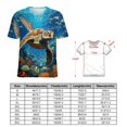 thumbnail image 2 of Nautical Green Sea Turtles Womens Tops Women's Fashion Casual Short Sleeve Flower Print Round Neck Pullover Top Blouse, 2 of 6
