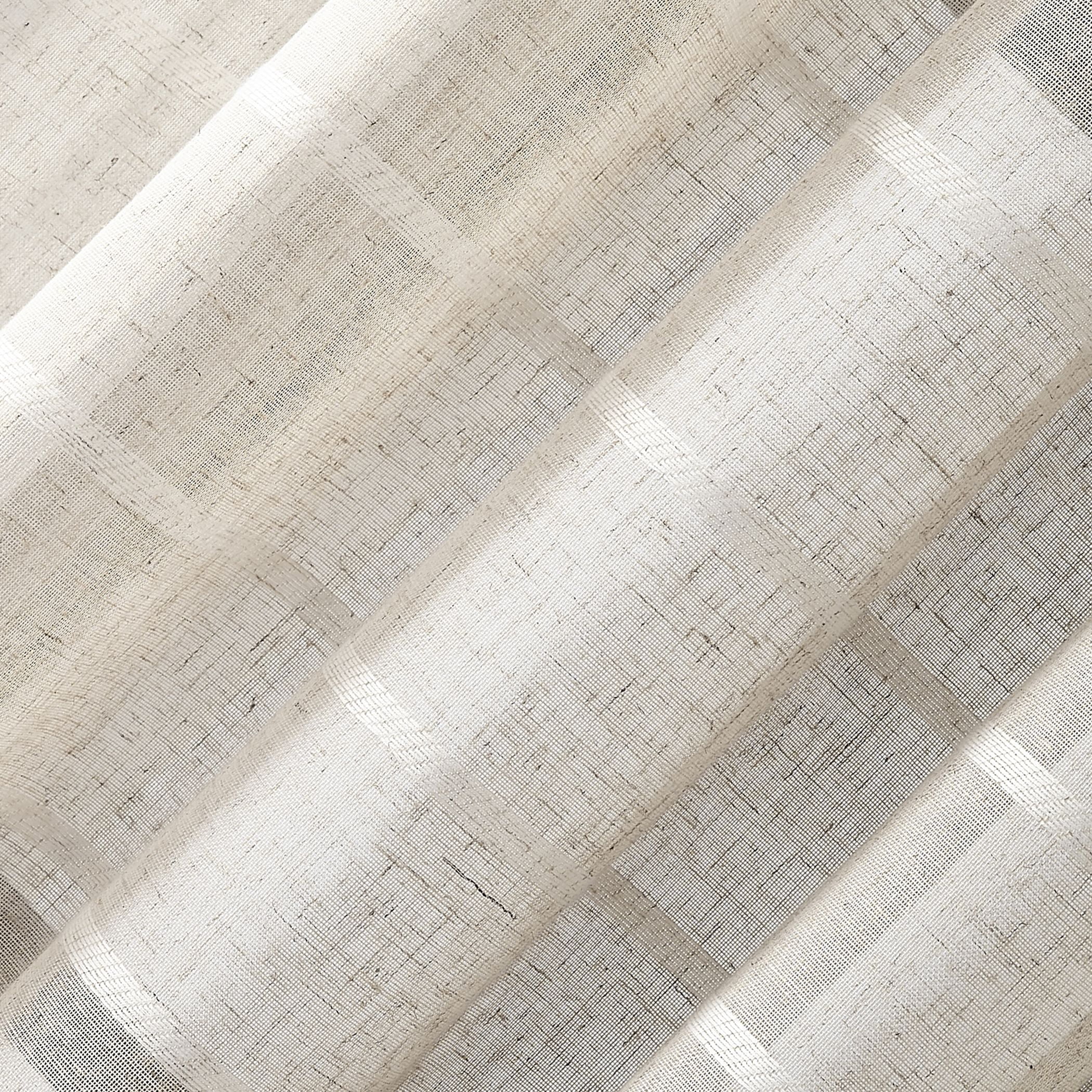 Clean Window Twill Stripe Anti-Dust Linen Blend Sheer Curtain Panel, 52"x63", 52"x63", White/Linen