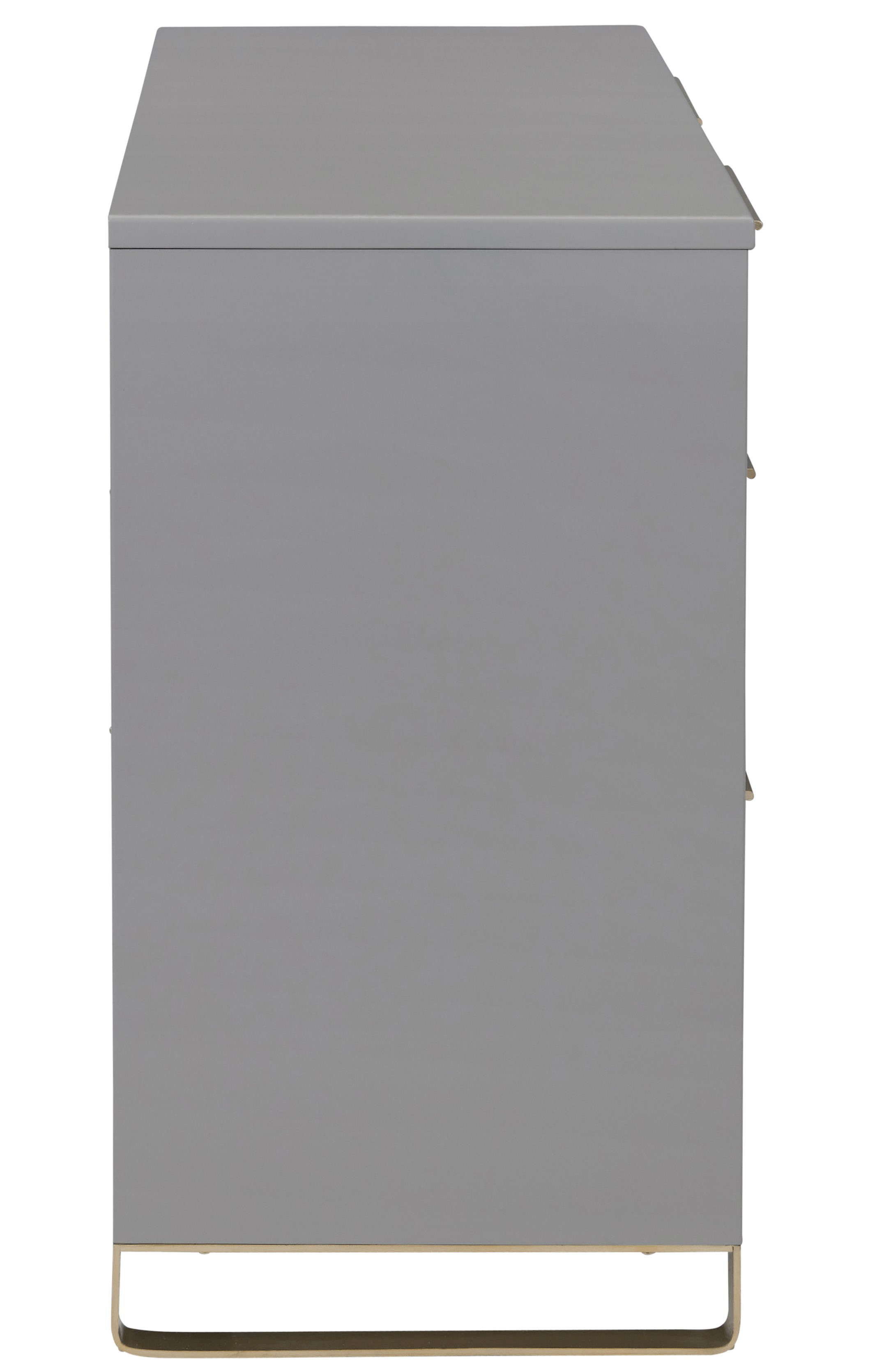 MoDRN Glam 6 Drawer Dresser, Grey with Satin Brass
