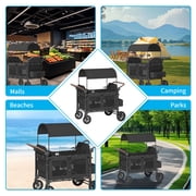 TABU 51 Stroller Wagon for 4 Kids, Folding 4 Seater Wagon with 5-Point Harnesses, Adjustable Handle, Black