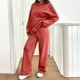 thumbnail image 4 of Dwralegc Lounge Sets for Women 2025 Long Sleeve Fleece Hoodies Lounge Wide Leg Drawstring Sweatpant Running Casual Winter Sweatsuit Tracksuit with Pockets Saffron L, 4 of 7
