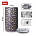 thumbnail image 4 of 20oz Coffee Tumblers Multicolor Ethnic Geometric Pattern Stainless Steel Vacuum Insulated Travel Tumbler Coffee Cups Mug with Lid and Straw with Cleaning Brush for Cold & Hot Drinks, 4 of 5