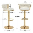 thumbnail image 5 of VECELO Set of 6 Velvet Bar Stools, Modern Swivel Adjustable Counter Height Kitchen Bar Chairs with Woven Back, for Dining Room Pub Island, White, 5 of 8