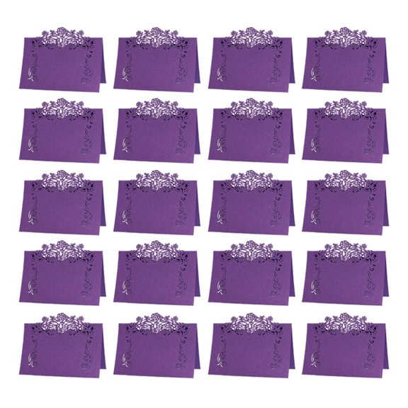 Toyandona 50Pcs Purple Paper Wedding Seat Cards Place Name Cards for Restaurant Decor
