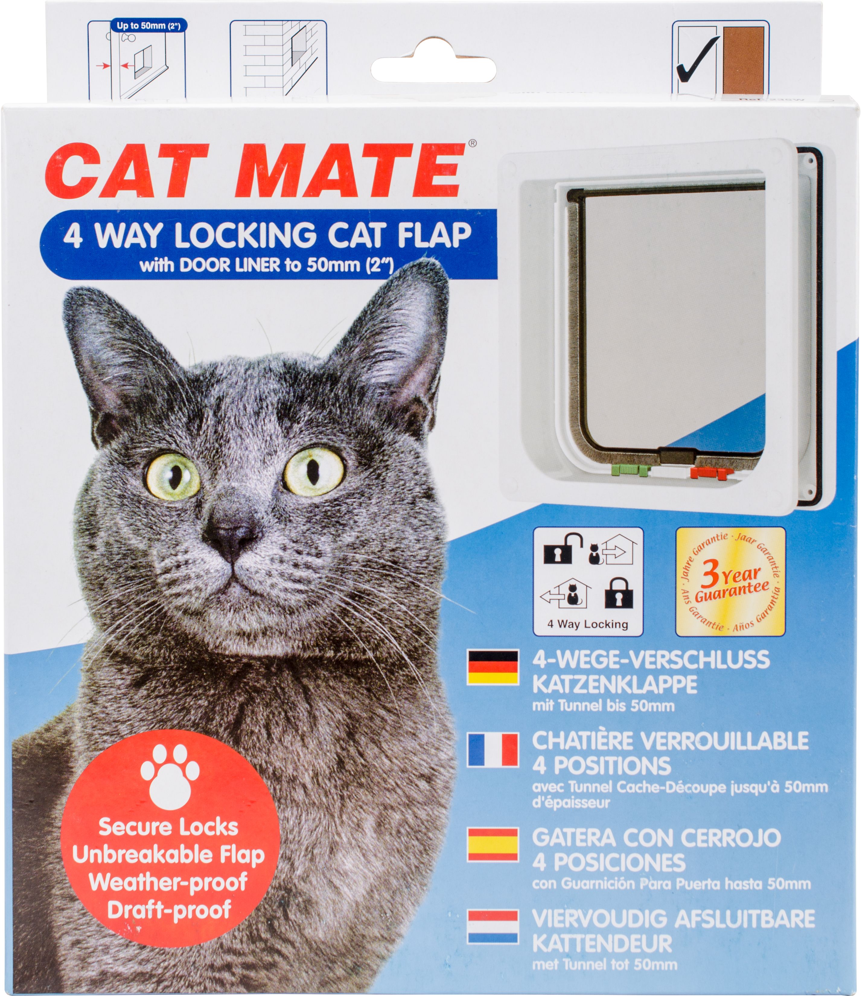 Cat Mate 4-Way Locking Cat Door, Weather-Resistant, Medium photo 2