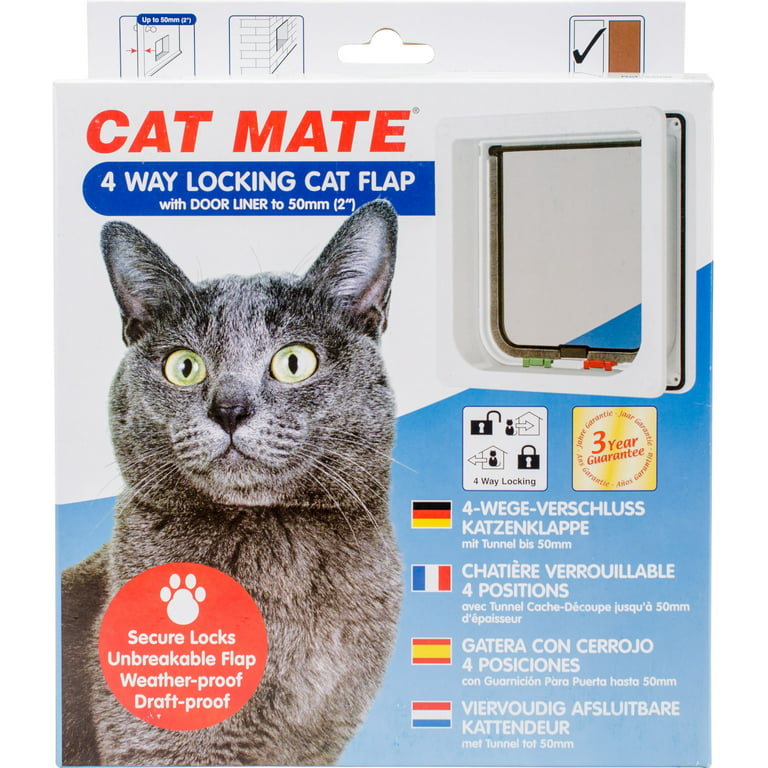 Cat Mate 4 Way Locking Cat Flap with Door Liner White