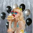 thumbnail image 3 of Sm:)e 2-Pack Light Bright Silver Foil Fringe Curtains for Events - Birthday, Wedding, Graduation, Christmas, Baby Shower, various festivals Decor Photo Booth Fun!, 3 of 5