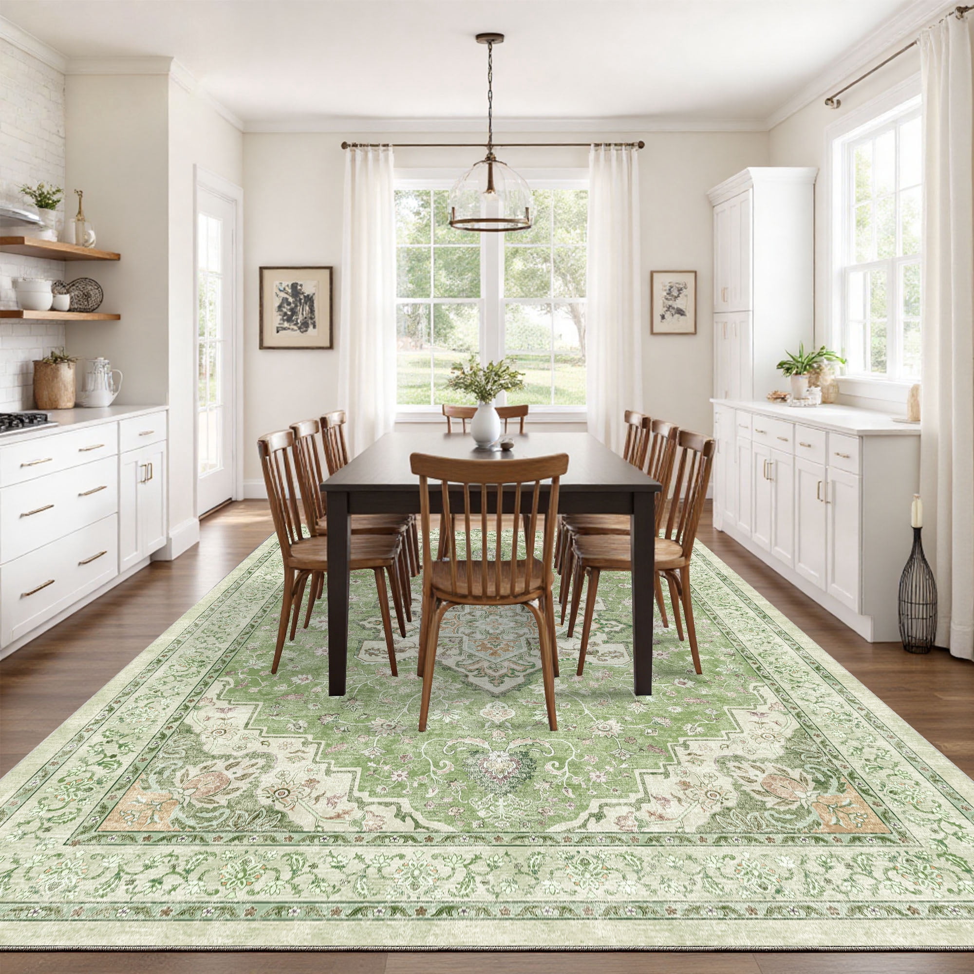 CHITOOMA 8'x10' Area Rugs for Living Room, Washable Rugs Vintage Soft Living Room Rug for Bedroom Dining Room Dorm Office with Non-Slip Backing, Stain Resistant Non-Shed Carpet