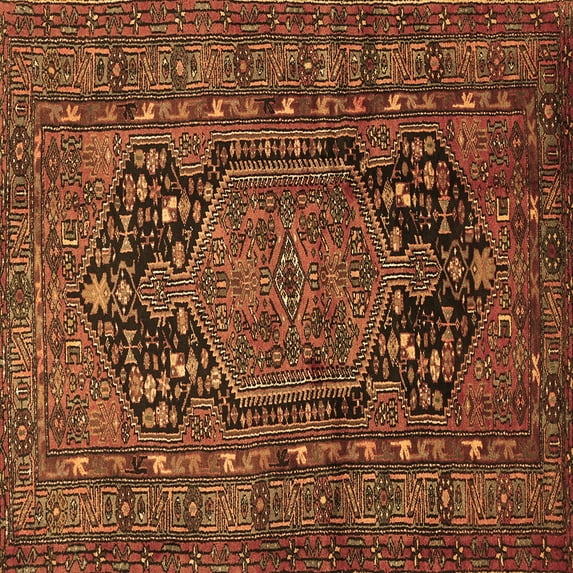 Ahgly Company Indoor Square Persian Brown Traditional Area Rugs, 5' Square