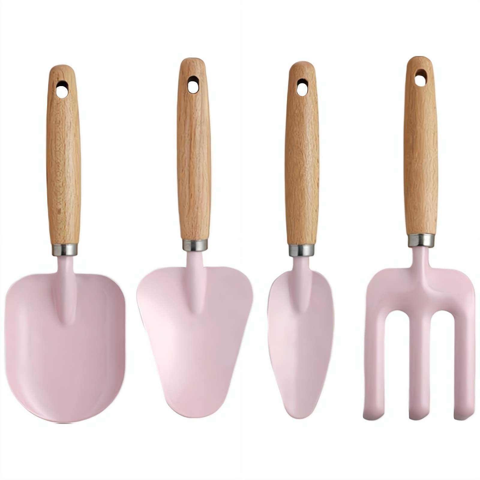 4PCS Kids Gardening Tools Set Metal Hand Shovel Mini Garden Tools for Kids Colorful Spades Garden Tools for Beach Soil Planting Digging Gardening Transplanting - Pink