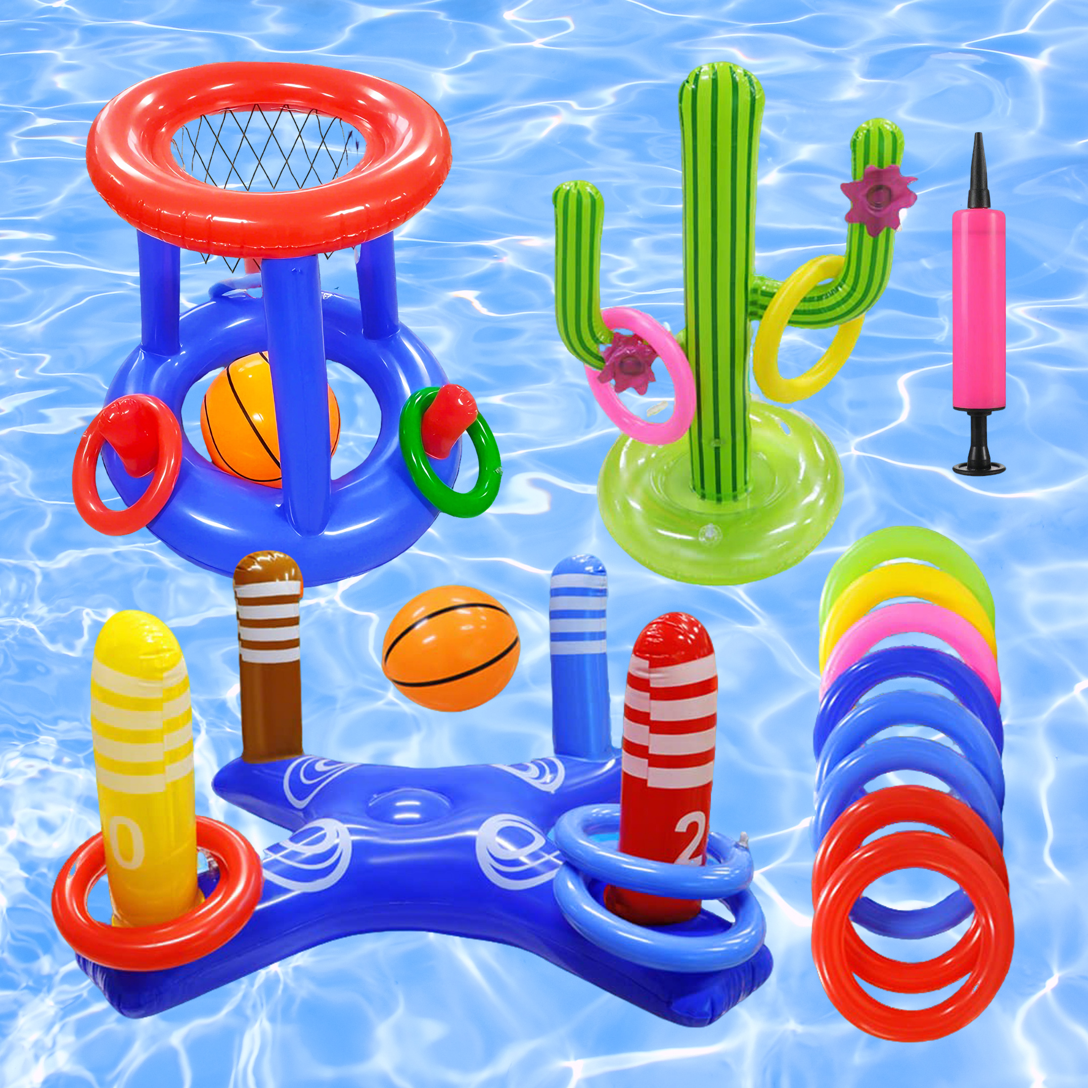KOPPOP Floating Pool Basketball Hoop & Ring Toss Set photo 1