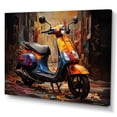 thumbnail image 2 of Designart "Street Styler Orange Blue Scooter" Transportation Wall Art Print, 2 of 5