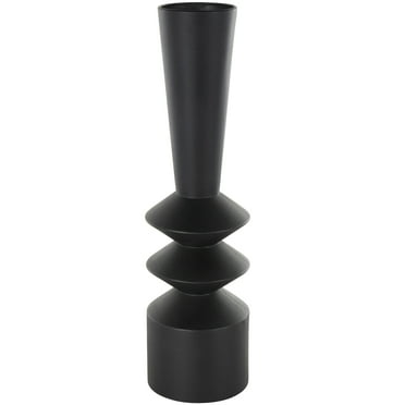 DecMode 22" Art Deco Fluted Black Metal Vase
