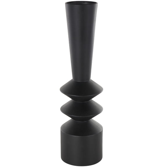 DecMode 22" Art Deco Fluted Black Metal Vase