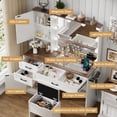 thumbnail image 5 of Richya Farmhouse Makeup Vanity Table Set with Lighted Mirror&Drawers and Brown Desktop for Bedroom, 5 of 12