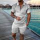 thumbnail image 1 of WILLBEST Pantalones Cortos Cortos para Hombre, Conjuntos de Camisa y Pantalones Cortos Casuales de Manga Corta para Hombre, Conjunto de Chándal de Verano de Dos Piezas con Cremallera, 1 of 3