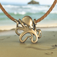 thumbnail image 4 of Leggs Octopus Sea Life Ocean Theme Solid Bronze Pendant Necklace, 4 of 10
