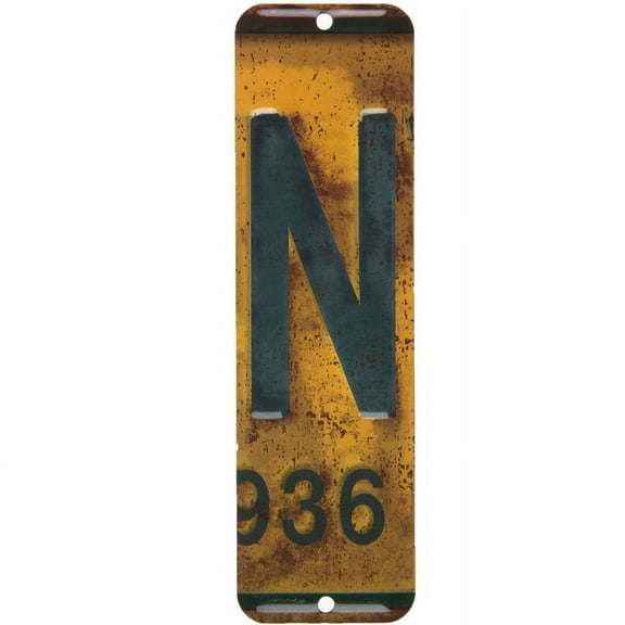 License Plate Letter N Metal Sign Home Decoration Wall Decor
