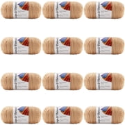 Loops & Threads Soft Classic Solid Yarn - Solid Color Yarn for Knitting, Crochet, Weaving, Arts & Crafts - Taupe, Bulk 12 Pack