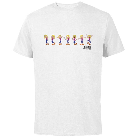 Disney Lizzie McGuire Animated Lizzie Multi-Pose - Short Sleeve Cotton T-Shirt for Adults -Customized-White