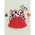 thumbnail image 4 of Bagilaanoe Toddler Baby Girl Valentine's Day Dress Heart Print Ruffle Long Sleeve A-line Princess Dresses + Headband 6M 9M 12M 18M 24M 3T Kid Patchwork Tulle Skirt, 4 of 7