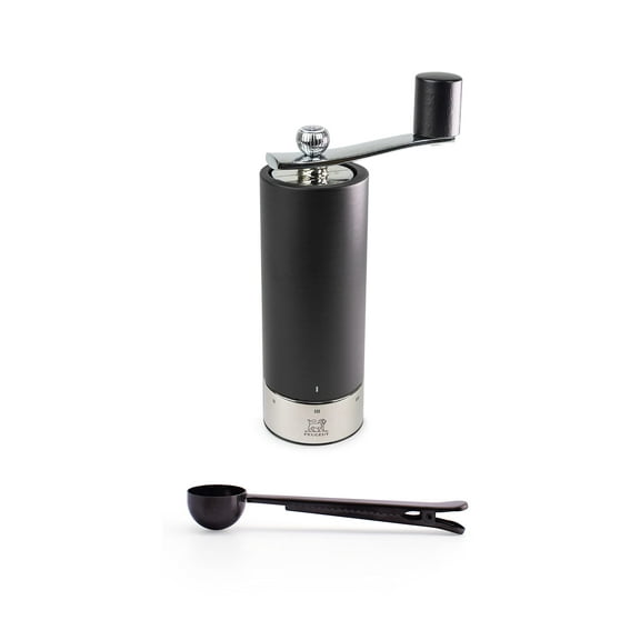 Peugeot Isen u'Select Salt & Pepper Mill Gift Set, 18cm-7in, Black - With Stainless Steel Spice Scoop & Clip (Salt Mill)
