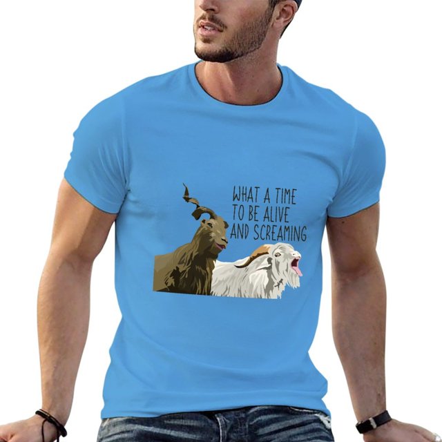 Nuevo ¡Qué momento para estar vivo y cabras gritando! Camiseta de manga corta, ropa hippie, camisetas personalizadas, camisetas para hombres, paquete