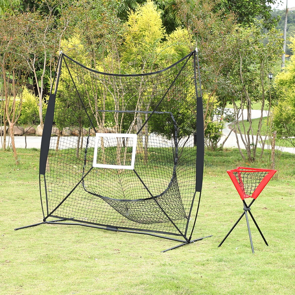 Baseball Softball Practice Net, 7x7 Baseball Pitching Net with Target