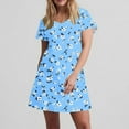 thumbnail image 6 of SYMOID Womens Spring & Summer Floral Print Short - sleeved V - neck Slim Casual Mini Shift Dress with Functional Pockets,Sky Blue,Size S, 6 of 7