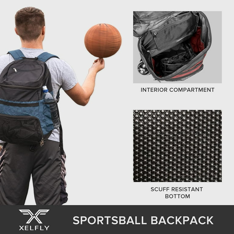 Xelfly Basketball Backpack with Ball Compartment – Sports Equipment Bag for  Soccer Ball, Volleyball, Gym, Outdoor, Travel, School, Team – 2 Bottle  Pockets, Includes Laundry or Shoe Bag – 25L (Red) 