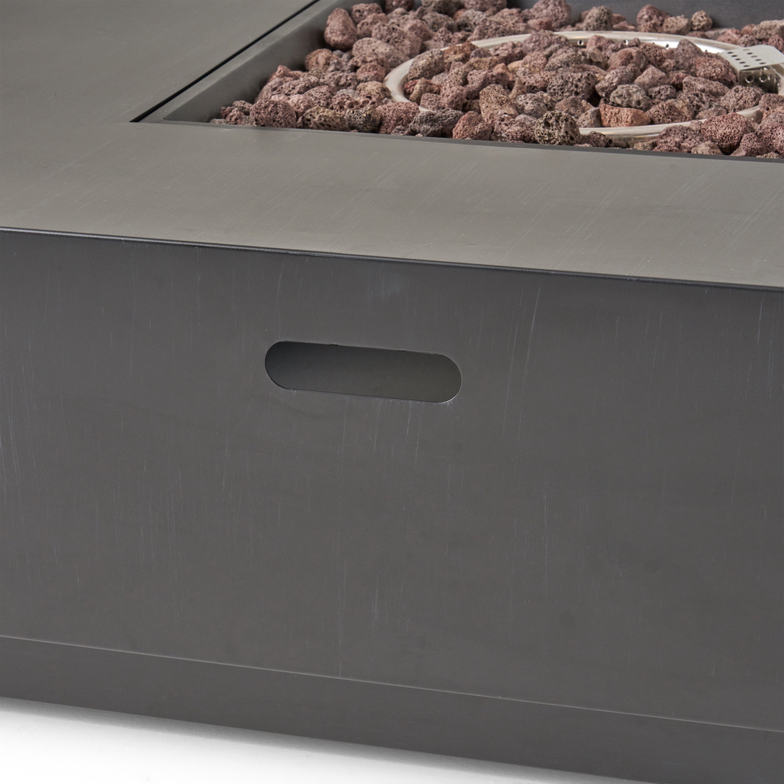 Reign Metal Outdoor 50,000 BTU Square Fire Pit (No Tank Holder), Dark Gray