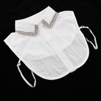 Segolike Collar Womens Half Shirts Vintage Elegant Rhinestone Detachable Blouse False Faux Collar White 1