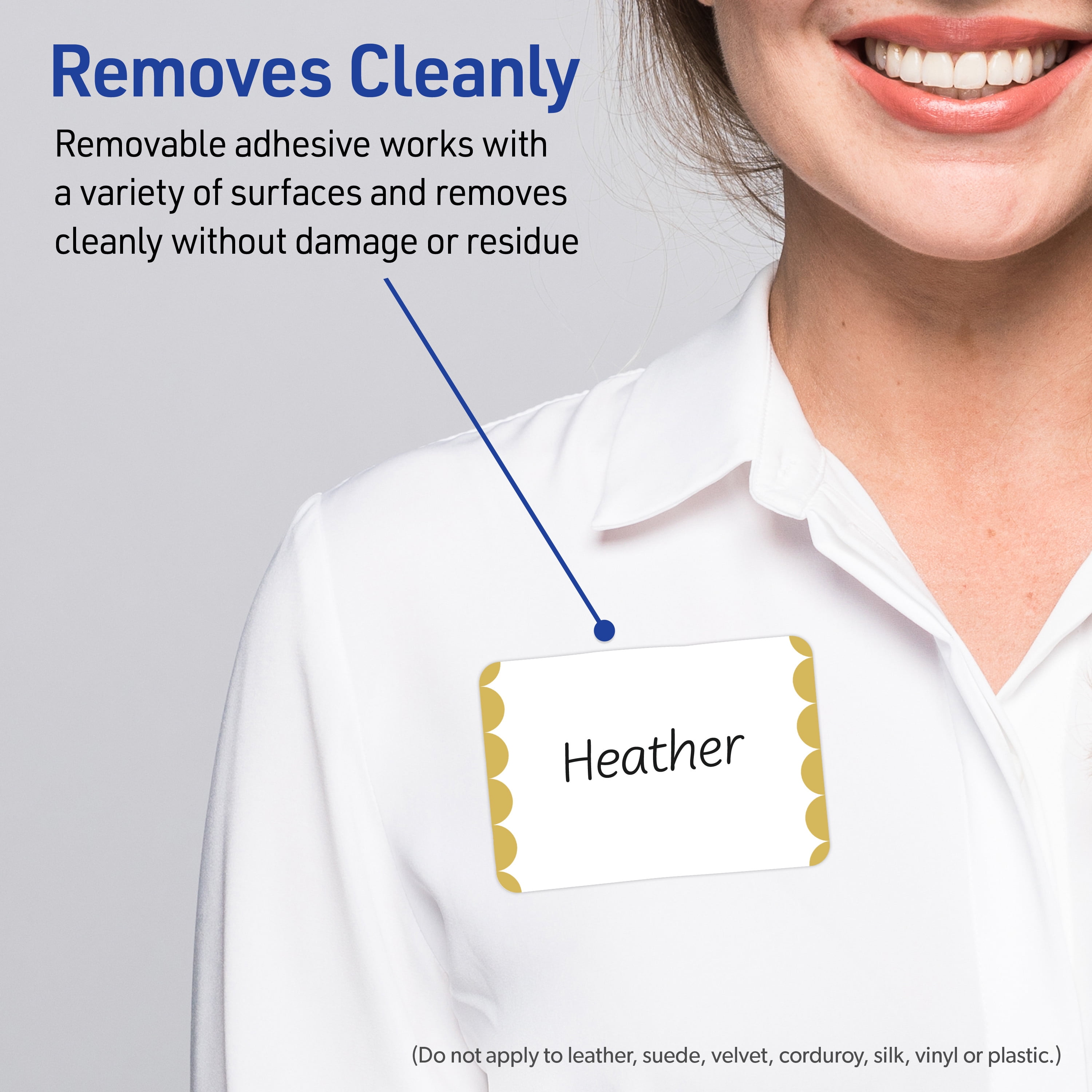 Avery Adhesive Name Tags, Matte White, Gold Dots Edge