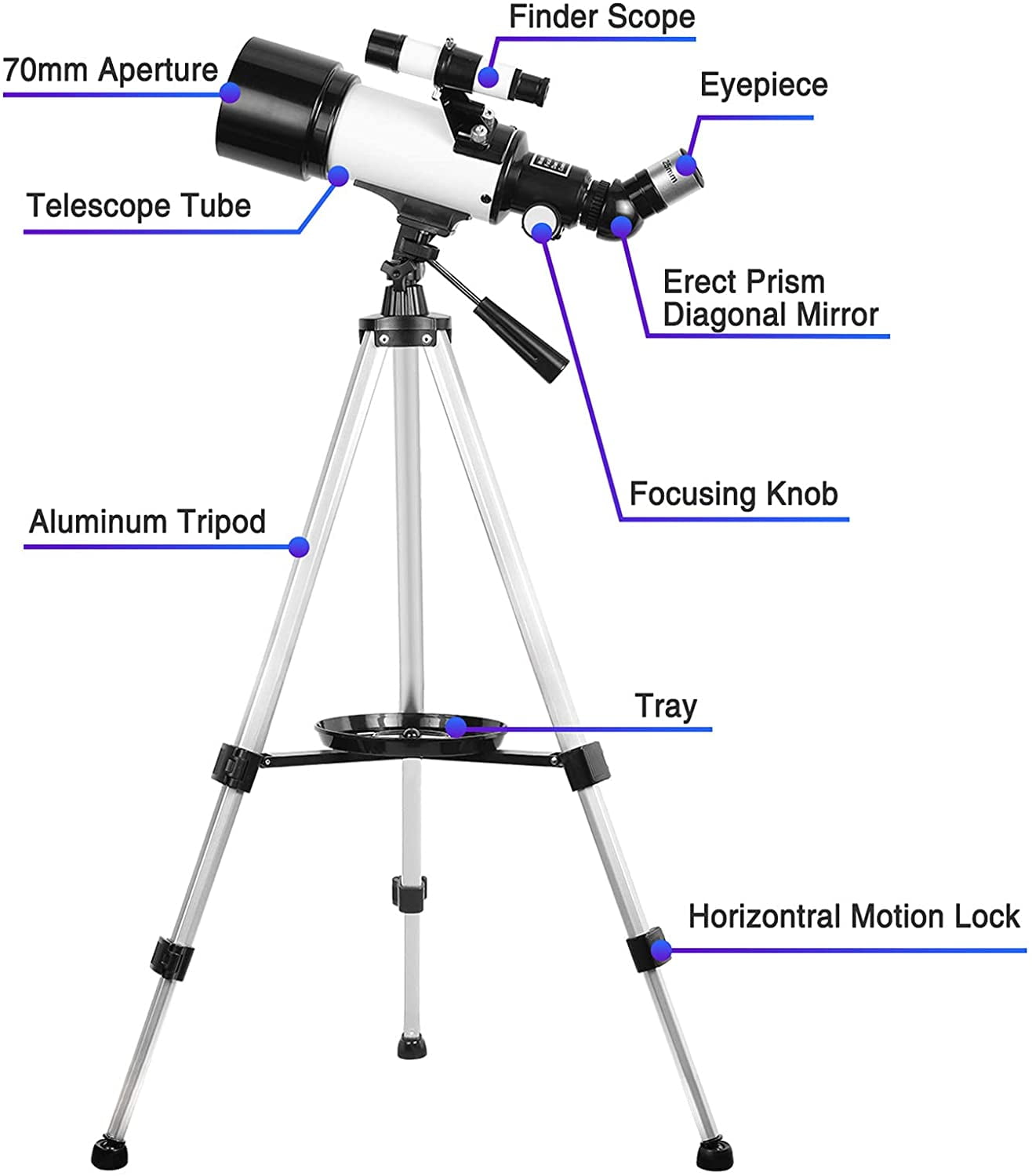 SKONYON Telescope for Kids Beginners Adults, 70mm Astronomy