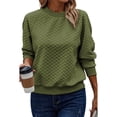 thumbnail image 2 of AXXD Basic Ladies Sweatshirts Summer 2024 Loose Trendy Button Round-Neck Long Sleeve Casual T-shirt Top Solid Blouse, 2 of 8