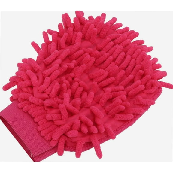 Car Wash Mitt Chenille Wash Mitt Chenille Pink Soft Washing Glove Scratch Free Double Sided Deluxe Microfiber Wash Mitt