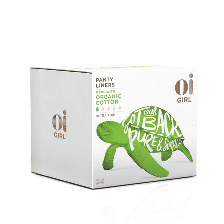 Oi Girl Organic Panty Liners, Ultra-Thin Pantiliners, Individually-Wrapped, 24 Ct