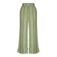 thumbnail image 7 of High Waist Boho Pants Womens Striped Palazzo Wide Leg Lounge Pants with Pockets Loose Casual Going Out Clothes Green, L, 7 of 7