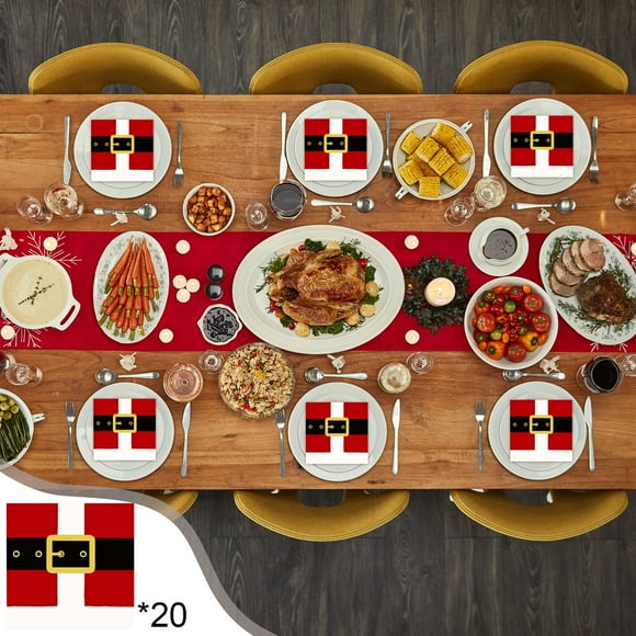 Oioii Christmas Paper Plates and Napkins Set Christmas Disposable Tableware Set Santa Claus Paper Plates Napkins Cups for Xmas Merry Christmas Party Supplies