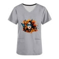 thumbnail image 5 of Jinhomg Womens Funny Holiday Scrubs Mardi Gras Carnival Themed Working Uniform Lightweight Comfy Short Sleeve V-Neck Holiday Caregiver Top Gray M, 5 of 6