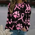 thumbnail image 2 of WREESH Breast Cancer Awareness Sweatshirt For Women Pink Ribbon Print Pullover Fall Loose Long Sleeve Crewneck Tee Tops Soft Lightweight Cute Sweatshirt Black C, 2 of 4