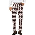 thumbnail image 1 of INSPIRAR CHIC Pantalones de Hombre con Patrón de Cuadros en Diamante, Corte Regular, Pantalones de Traje en Bloque de Color 36 Negro Blanco, 1 of 6
