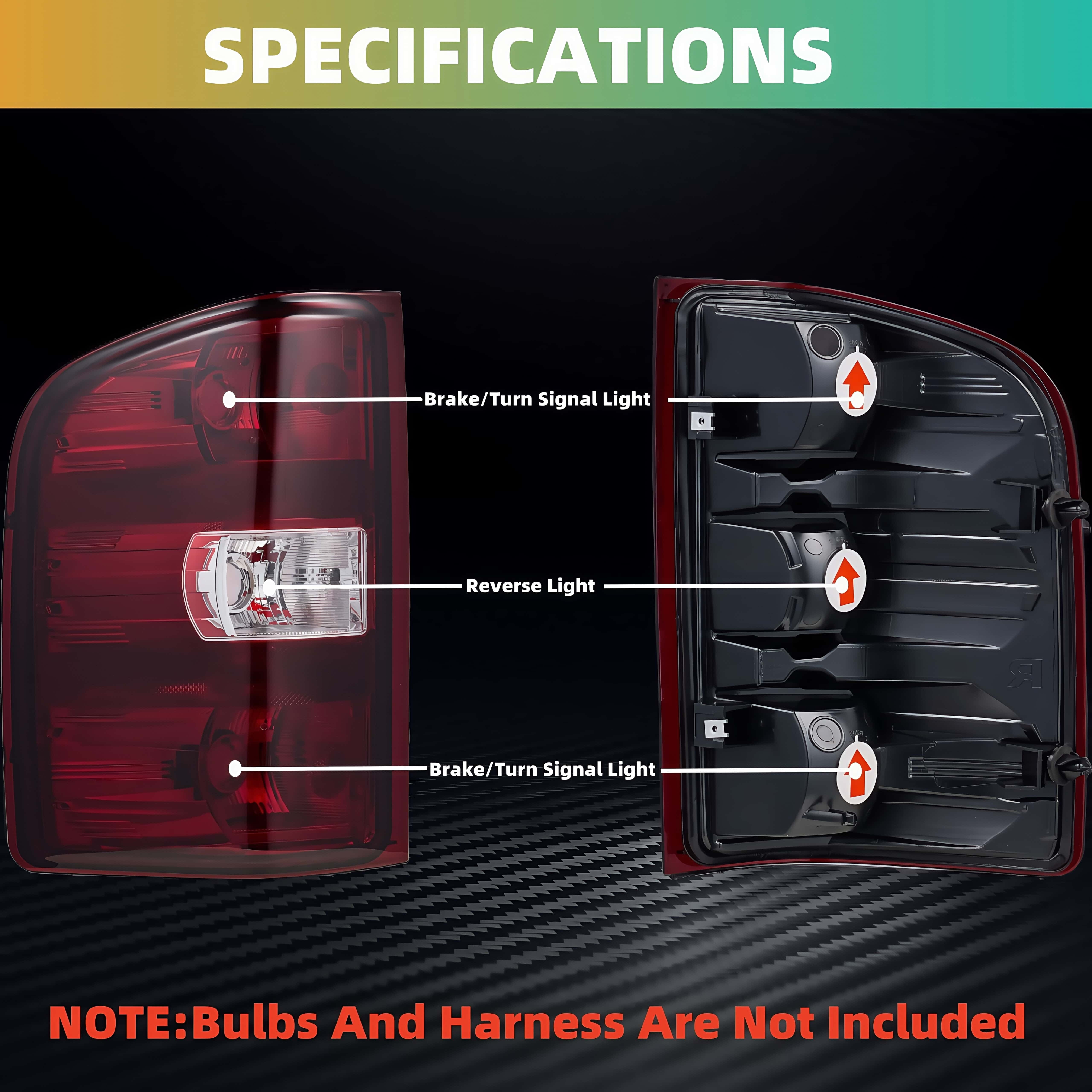 Premium Smok Red Tail Lights Fit For 2007-2014 Chevy Silverado  1500 2500 3500 Rear Lamps ; Pair;  ;No Bulbs