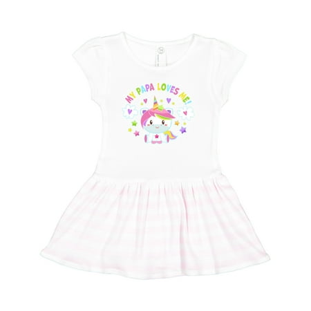 

Inktastic My Papa Loves Me with Cute Rainbow Unicorn Gift Toddler Girl Dress