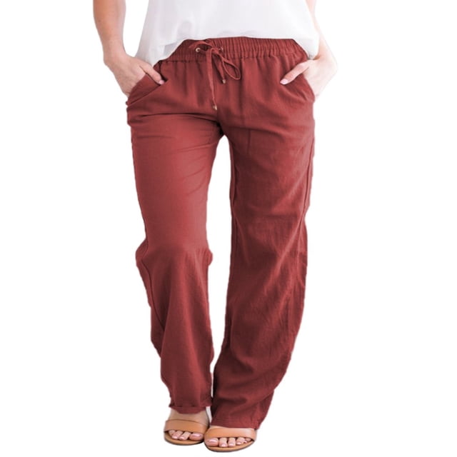 MesaSe Womens Casual Sweatpants Straight Leg Drawstring Elastic High Waist Loose Comfy Pants Trousers with Pockets