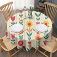 thumbnail image 3 of Pioneer Flower Floral Print Pattern Round Tablecloth 60"x60",Wrinkle Wipeable Table Cloth for Kitchen Dining Room Picnic Patio Party, 3 of 6